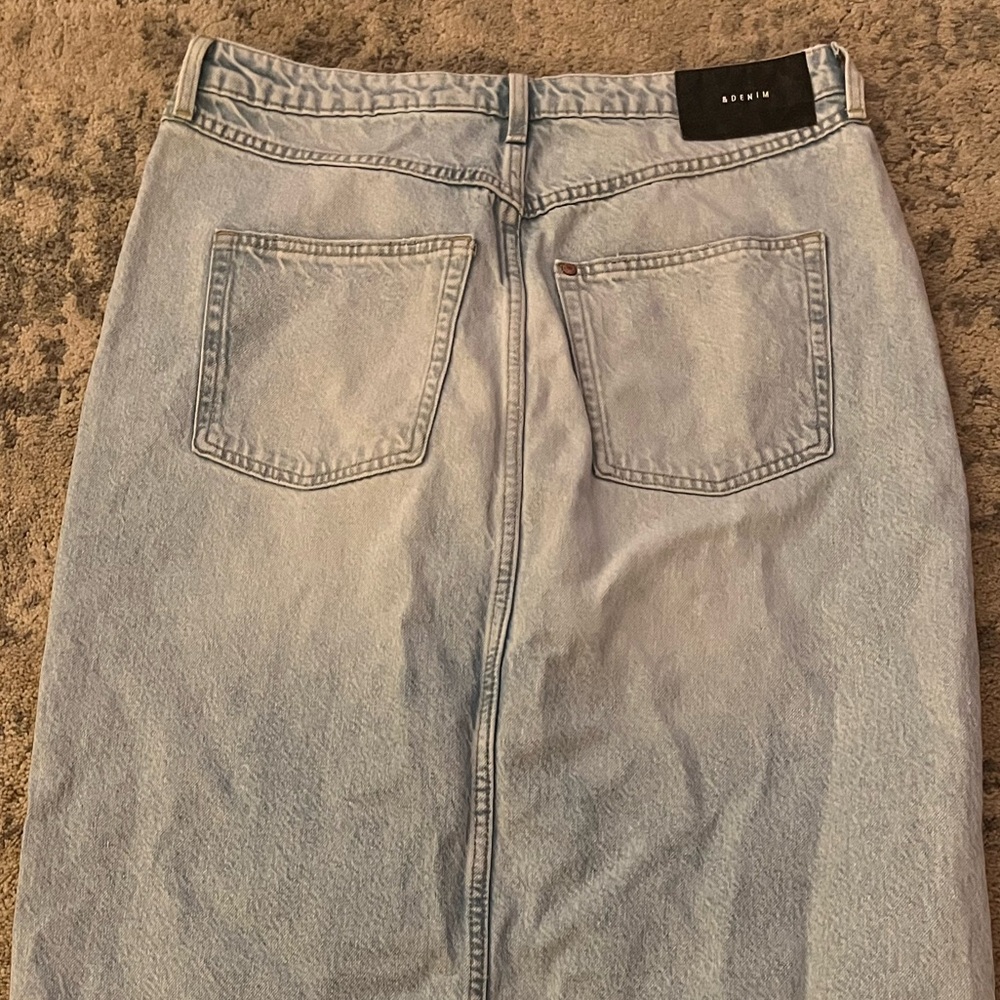 Denim Midi Skirt in Light Blue